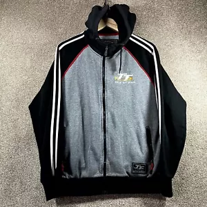 TT Isle of Man Hoodie Herren Medium grau schwarz Logo Taschen Raglanärmel durchgehender Reißverschluss - Bild 1 von 11