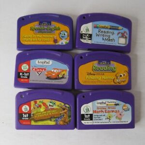 Lot of 6 Leapfrog LeapPad Cartridges - Math Games, Cars, Dinosaur, Finding Nemo