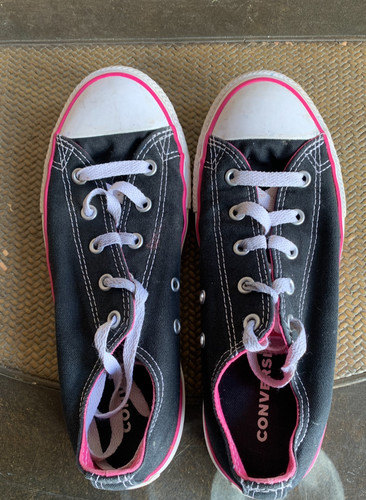 Scarpe da tennis Converse All Star sneakers basse nere bianche rosa junior taglia 4