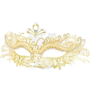 Maskerade Maske Damen Venezianisch Strass Metall Satin Karneval - Bild 1 von 7