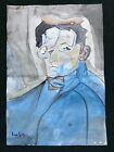 Juan Gris Watercolor On Paper (Handmade) Signed And Stamped Mixed Media