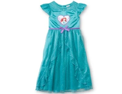 The Little Mermaid Nightgown Girls 4T NeW ARIEL Pajamas Shimmery Lace Pjs USA - Image 1 of 4