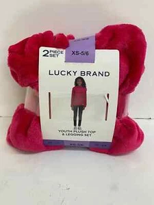 Lucky Brand Youth Plush Top & Legging Set Girls pink/Black Size XS-5/6 New - Picture 1 of 2