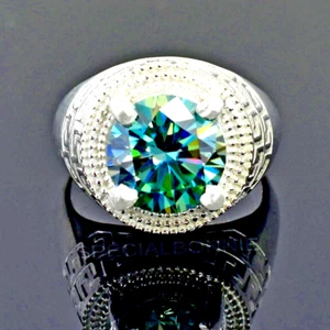 Gorgeous 4.50 Ct Certified Blue Diamond Men Ring , Great sparkle ! VIDEO - Picture 1 of 10
