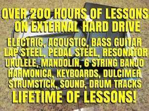 200 Hours Of Lesson On External Hard Drive! Guitar, Bass, Ukulele Lap Steel MORE - Picture 1 of 2