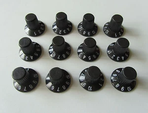 Pack of 12 Guitar Amplifier Knob AMP Knobs Black Skirted Amplifier Knobs - Picture 1 of 3