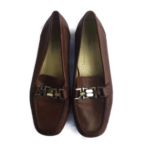Cole Haan Women’s 9.5 Brown Leather Moccasin Loafers Slip On Slippers Buckle - Picture 1 of 8