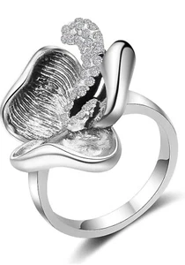 Silver Color Flower Ring - Picture 1 of 6