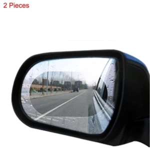 2x Oval Blue Car Auto Anti Fog Rainproof Rearview Mirror Protective Film PET - Picture 1 of 6