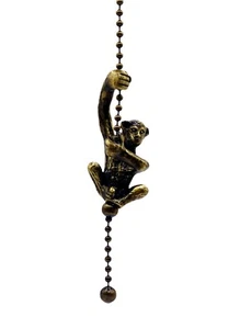Lamp Parts-Socket/Fan Pull Chain-HANGING MONKEY-Antq. Brass Finish-12" Chain - Picture 1 of 7