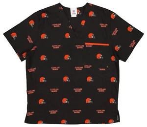 Fabrique Innovations NFL Unisex Cleveland Browns Repeat Logo Scrub Top - Picture 1 of 8