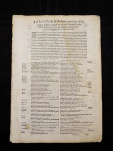 1597 Geneva Bible Small Folio First and Second Tables - Concordance 9 leaves - Picture 1 of 8