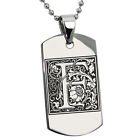 Stainless Steel Alphabet Letter Floral Box Monogram Dog Tag Neckace or Keychain