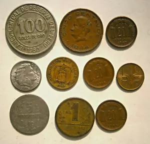 Lot of (10) Old Coins from Central & South America, dating from 1922 to 1990 - Picture 1 of 2