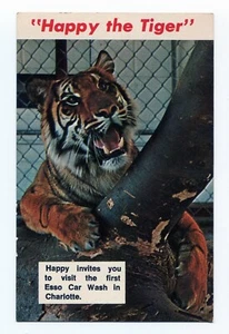 Esso Happy the Tiger unzirkulierte Postkarte Charlotte NC Autowäsche Einweihung - Bild 1 von 2