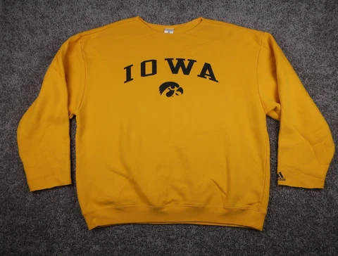 Iowa Hawkeyes Sweatshirt Mens Large Yellow Pullover Performance Fleece Adidas Cover