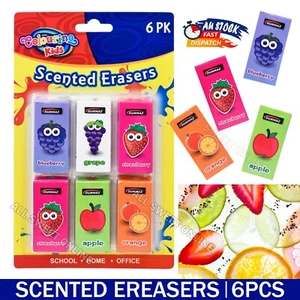 Scented Erasers Smelly Rubbers Pack of 6 Party Favours Novelty Toys for Kids - Picture 1 of 7
