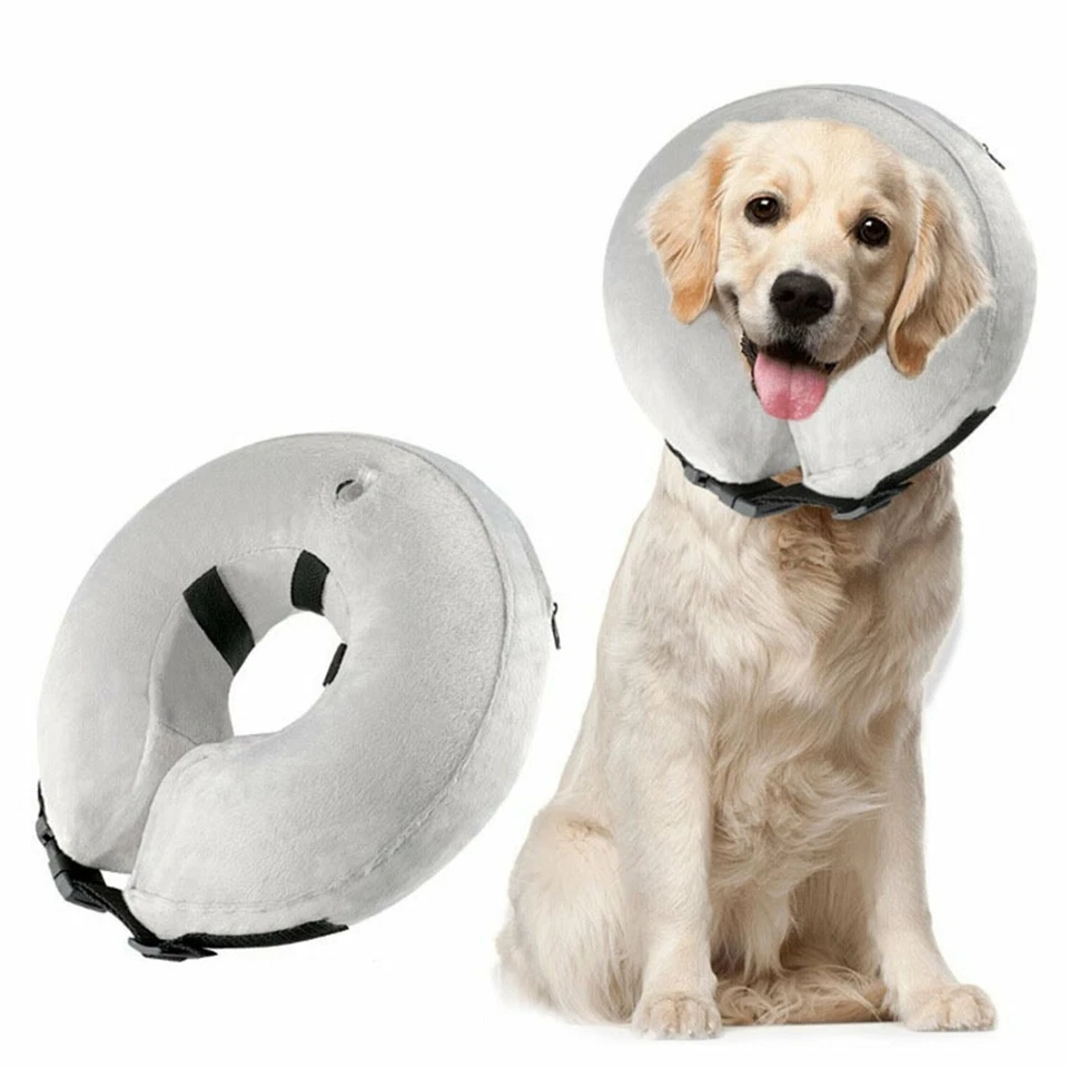 Pet Inflatable Collar Soft Adjustable Protective Recovery Cone for Dogs Cats - Image 1 of 4
