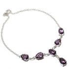 African Amethyst Gemstone Necklace Adjustable Chain Pear Shape Gift Jewelry 18"