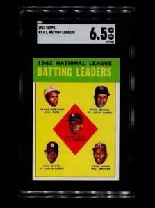 HANK AARON ATLANTA BRAVES 1963 TOPPS BASEBALL CARD #1 SCG 6.5 - Picture 1 of 2