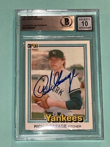 Tarjeta Donruss 1981 firmada por Rich Goose Gossage #225 Beckett auténtica BAS AUTO 10 - Imagen 1 de 4
