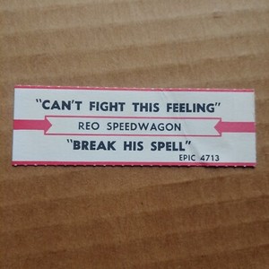 REO SPEEDWAGON Can't Fight This Feeling JUKEBOX STRIP Record 45 rpm 7"