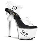 Pleaser Tipjar-708-5  Women's Exotic Dancing Clubwear Ankle Strap 7" Platform.