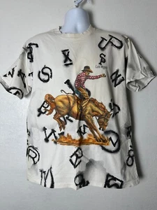 Camiseta Rara De Colección EE. UU. Rodeo Las Vegas Para Hombres XL Blanca Puntada Única AOP - Imagen 1 de 10