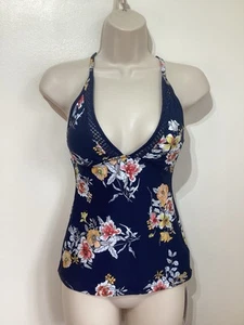 Seafolly Navy Blue Floral Racerback Tankini Top 8 Swimwear Singlet Midsummer - Picture 1 of 7