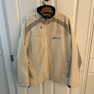 Antigua Buick Open Golf Windbreaker Jacket Full Zip Men Extra Large XL Beige - Picture 1 of 12