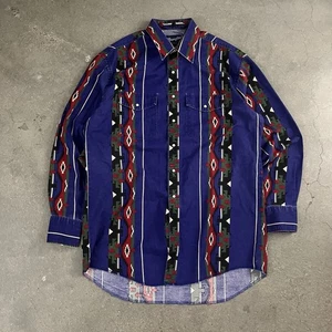 Wrangler Aztec Western Pattern Pearl Snap Button-Up Shirt Size Xl - Picture 1 of 9