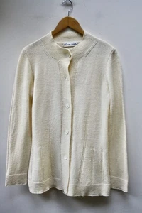Marion Foale Strickjacke handgestrickt 100% Wolle creme, M (UK 12/14) - Bild 1 von 13