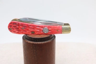 Карманный нож RAW RIDER Bare End Jack с 3 лезвиями с красными/розовыми рифлеными чешуйками - Изображение 1 из 4