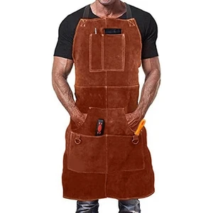 Professional Grade Welding Apron 6 Pockets Full Body Coverage Material - Picture 1 of 8
