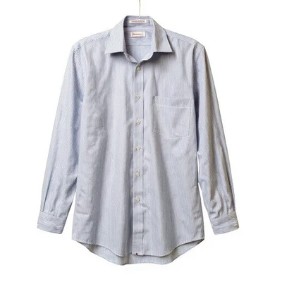 Hathaway Vintage Men Business Preppy Blue White Striped Button Down Dress Shirt - Image 1 of 4