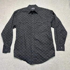 Panhandle Slim Pearl Snap Shirt Mens Small Black Printed Western Cowboy Rodeo - Picture 1 of 9