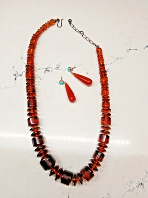 jay king ámbar graduado collar con pendientes colgantes acentuados con turquesa Foto 1 de 4