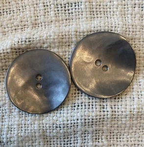 2 Large Gunmetal Metal Buttons Dark Gray Charcoal 1.5” - Picture 1 of 2