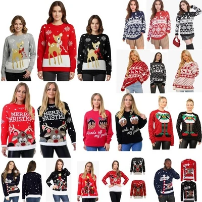 Christmas Unisex Mens Womens Ladies Jumper Sweater XMAS Novelty Light Up Vintage - Image 1 of 4