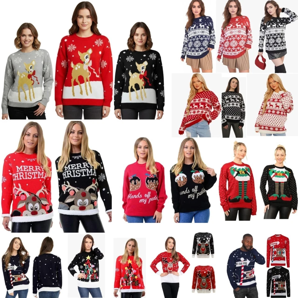 Christmas Unisex Mens Womens Ladies Jumper Sweater XMAS Novelty Light Up Vintage - Image 1 of 4