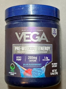 Vega Pre-Entrenamiento Energía, 25 Porciones, Frambuesa Azul, Caducidad 12/2026 - Imagen 1 de 4