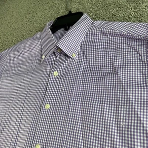 Peter Millar Nanolux Shirt Mens L Purple White Checkered Long Sleeve Button Up* - Picture 1 of 14
