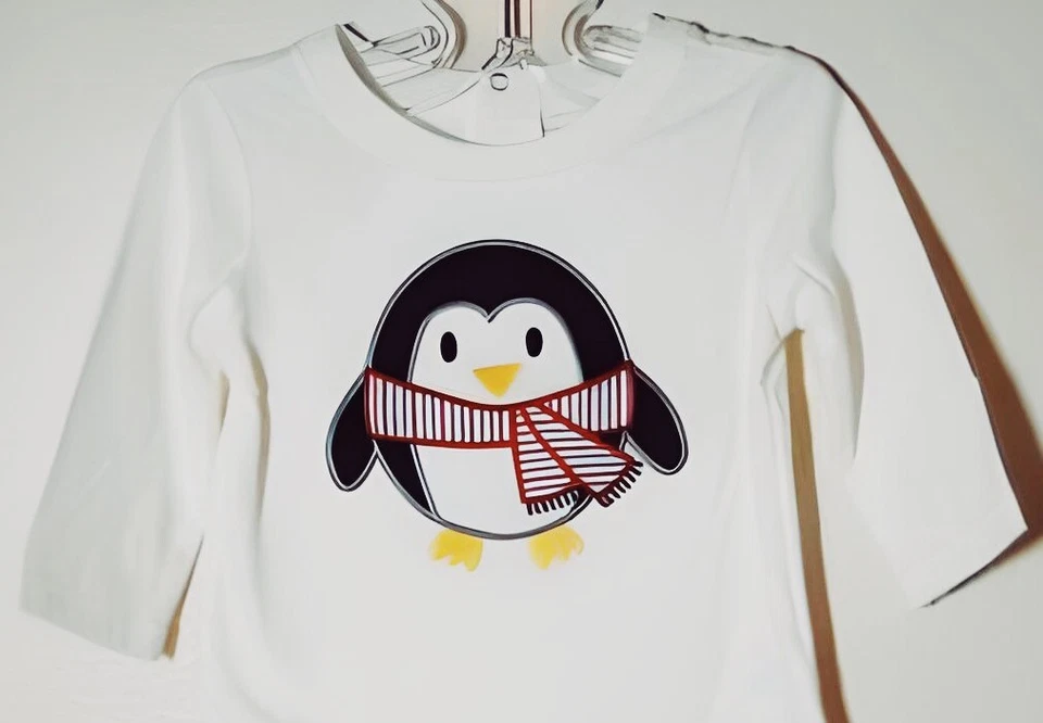 NUEVO Niño/Niña Crema The Children's Place UNISEX Pingüino Bufanda LS Top Camisa Foto 1 de 1