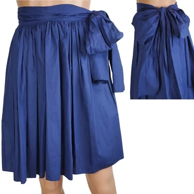 Miu Miu gonna pleated popeline belted skirt navy Size 36-2 - Image 1 of 4