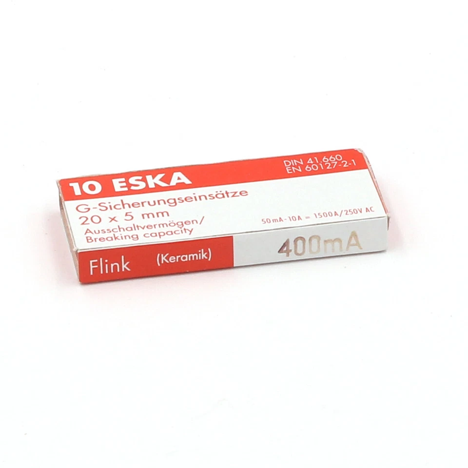 ESKA Fusible céramique 5x20 - Rapide (F) 400mA/250V (10 Fusibles)