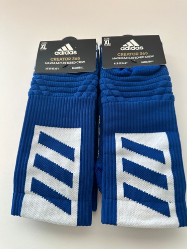 (2) Coppia Calze Crew Adidas Creator 365 Maximum Cushion Uomo XL 12 16 Blu NUOVE