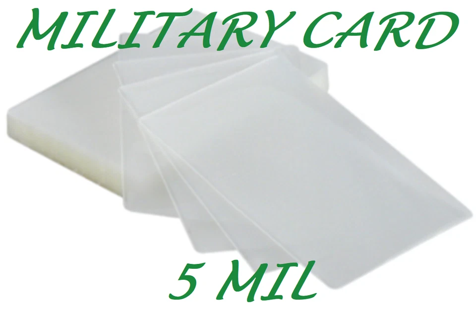 CORBIN QUALITY 100 Military Card 5 Mil Laminating Pouches Sleeves 2-5/8 x 3-7/8 EXTRA CLEAR