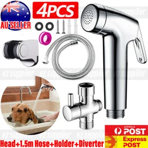 4Pcs Bidet Douche Toilet Spray Shattaf Shower Head Hose Sprayer Kit Silver HOT - Picture 1 of 12