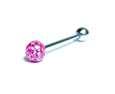 Epoxy Coated Ferido Gem Ball Tongue Tounge Ring - Gems CAN'T fall out! - Image 1 of 3