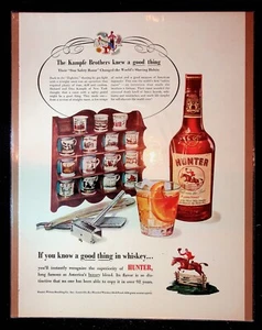 1950s Hunter Blended Whiskey Kampfe Brothers Safety Razor Art Vintage Print Ad - Picture 1 of 1